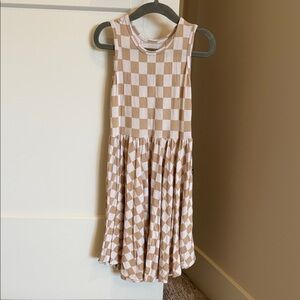 Charming Kids Tan and White Checkered Dress